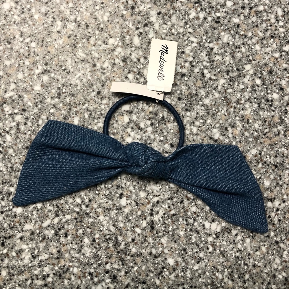 Madewell denim dark wash hair bow tie